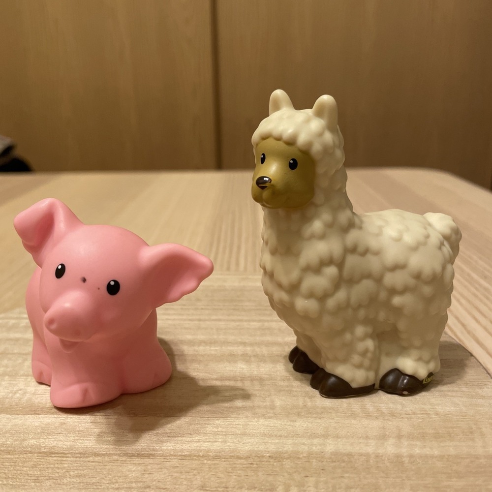 Fisher Price Little People Pig & Llama Alpaca Farm Animal Figure Lot 2014